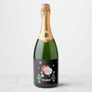 Étiquettes Pour Bouteilles De Vin Mousseux Joyeuse collection de neige de Noël
