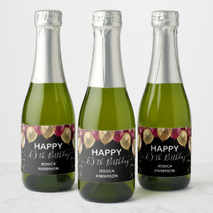 Étiquettes Pour Bouteilles De Vin Mousseux Joyeux 65e anniversaire rouge et or