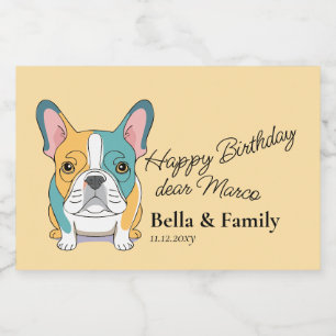 Étiquettes Pour Bouteilles De Vin Mousseux Joyeux Anniversaire Bouledogue Français