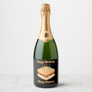 Étiquettes Pour Bouteilles De Vin Mousseux Joyeux Anniversaire Et De Nombreux S'mores Étincel