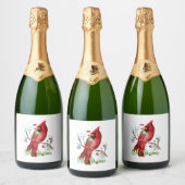 Étiquettes Pour Bouteilles De Vin Mousseux Joyeux Cardinal de Noël (Bouteilles)