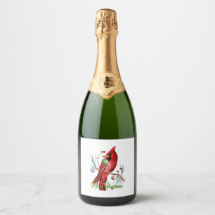 Étiquettes Pour Bouteilles De Vin Mousseux Joyeux Cardinal de Noël