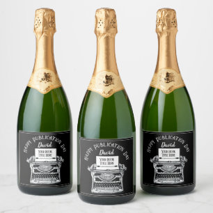 Étiquettes Pour Bouteilles De Vin Mousseux Joyeux Jour de publication personnalisée