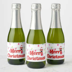 Étiquettes Pour Bouteilles De Vin Mousseux Joyeux Noël Festif Lumières de vacances avec Père 