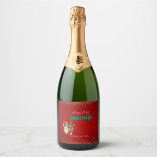 Étiquettes Pour Bouteilles De Vin Mousseux Joyeux Noël gnome mignon arbre de pin confettis ro