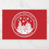 Étiquettes Pour Bouteilles De Vin Mousseux Joyeux Noël Joyeux Vacances Hiver Personnalisé (Étiquettes simples)