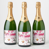 Étiquettes Pour Bouteilles De Vin Mousseux Joyeux script rose de la Fête des Mères (Bouteilles)