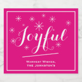 Étiquettes Pour Bouteilles De Vin Mousseux Joyful Holiday Cadeau Cool Script Chic Rose Hot (Étiquettes simples)