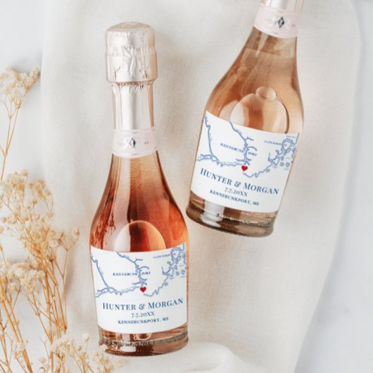 Étiquettes Pour Bouteilles De Vin Mousseux Kennebunkport Maine Mariage Mini bouteille