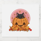 Étiquettes Pour Bouteilles De Vin Mousseux Kitty d'Halloween (Étiquettes simples)