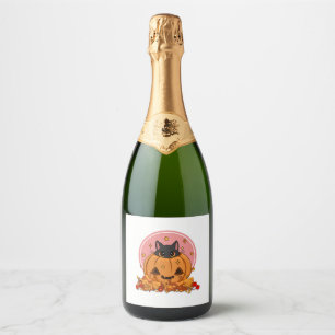 Étiquettes Pour Bouteilles De Vin Mousseux Kitty d'Halloween