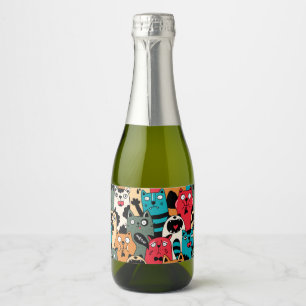 Étiquettes Pour Bouteilles De Vin Mousseux La foule des chats