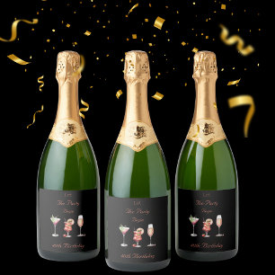 Étiquettes Pour Bouteilles De Vin Mousseux Laissons la fête commencer les adultes 40e anniver