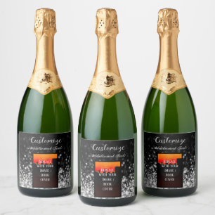 Étiquettes Pour Bouteilles De Vin Mousseux Lancement de livre personnalisé Silver