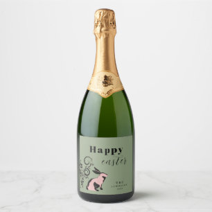 Étiquettes Pour Bouteilles De Vin Mousseux Lapin Moderne Joyeuses Pâques Personnalisé