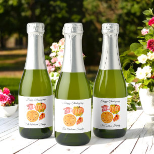 Étiquettes Pour Bouteilles De Vin Mousseux Latte épicée du Citrouille de Thanksgiving