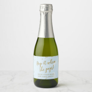 Étiquettes Pour Bouteilles De Vin Mousseux Laver Bleu Pop It When She Pops Boy Baby shower