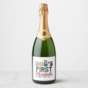 Étiquettes Pour Bouteilles De Vin Mousseux Le premier Noël du chien