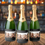 Étiquettes Pour Bouteilles De Vin Mousseux Les amis accordent toujours des noms de photos en<br><div class="desc">Un cadeau pour votre(vos) meilleur(s) ami(s) pour les anniversaires,  Noël ou un événement spécial. Texte blanc : Best Friends Forever,  écrit avec un script de style à la main tendance. Personnalisez et utilisez votre propre photo horizontale et vos noms. Un arrière - plan noir chic.</div>