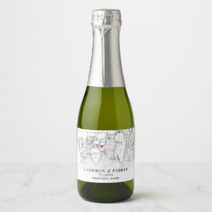 Étiquettes Pour Bouteilles De Vin Mousseux Linekin Bay Resort Maine Mariage Mini bouteille
