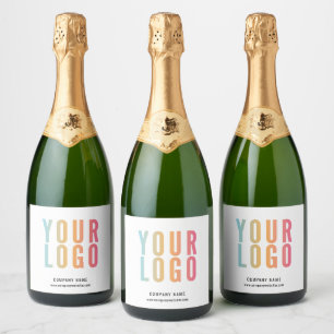 Étiquettes Pour Bouteilles De Vin Mousseux Logo Commercial D'entreprise Blanc