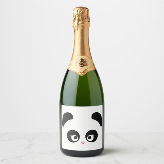 Étiquettes Pour Bouteilles De Vin Mousseux Love Panda® (Devant)