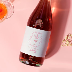 Étiquettes Pour Bouteilles De Vin Mousseux Main dessinée Un peu plus âgée Pink Martini Annive