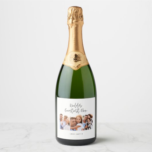 Étiquettes Pour Bouteilles De Vin Mousseux maman mignonne script moderne multi photo cadeau S (Devant)