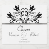 Étiquettes Pour Bouteilles De Vin Mousseux Mandala Floral Noir (Étiquettes simples)