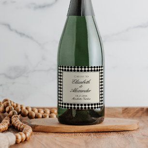 Étiquettes Pour Bouteilles De Vin Mousseux Mariage à carreaux de diamant rétro à l'ancienne
