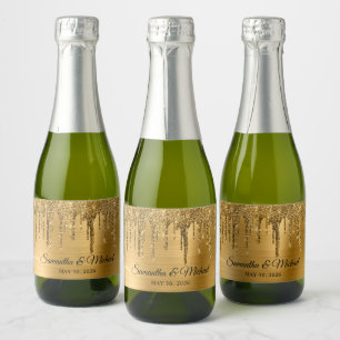 Étiquettes Pour Bouteilles De Vin Mousseux Mariage à Faux Paillettes de Glitter Tombe en Feui