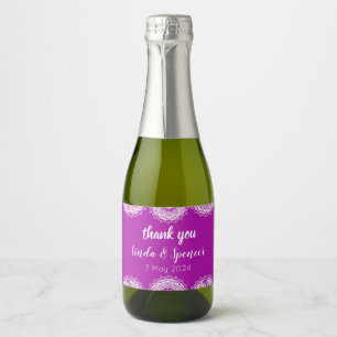 Étiquettes Pour Bouteilles De Vin Mousseux Mariage art déco violet et blanc
