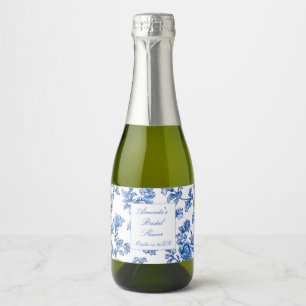 Étiquettes Pour Bouteilles De Vin Mousseux Mariage Blue et Blanc Chinoiserie