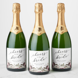 Étiquettes Pour Bouteilles De Vin Mousseux Mariage Bohème Floral Bourgogne