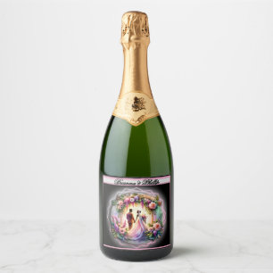 Étiquettes Pour Bouteilles De Vin Mousseux Mariage botanique afro-américain