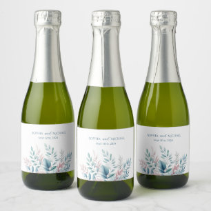 Étiquettes Pour Bouteilles De Vin Mousseux Mariage botanique Pastel