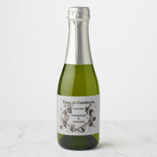 Étiquettes Pour Bouteilles De Vin Mousseux Mariage Célébration Vintage vignes de raisins Élég