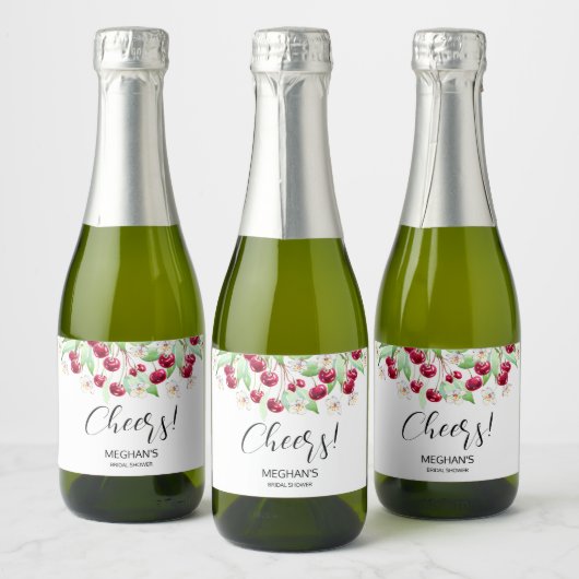 Étiquettes Pour Bouteilles De Vin Mousseux Mariage Cerise Much (Bouteilles)