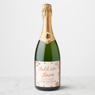 Étiquettes Pour Bouteilles De Vin Mousseux Mariage Champêtre Orange Dessiné à la Main