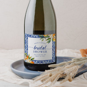 Étiquettes Pour Bouteilles De Vin Mousseux Mariage civil sous le thème des Oranges Bleues de