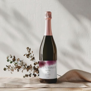 Étiquettes Pour Bouteilles De Vin Mousseux Mariage d'aquarelle Bourgogne - Élégant