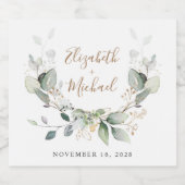 Étiquettes Pour Bouteilles De Vin Mousseux Mariage d'aquarelle verte (Étiquettes simples)