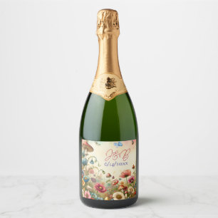 Étiquettes Pour Bouteilles De Vin Mousseux Mariage de cottage personnalisé