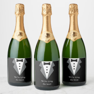 Étiquettes Pour Bouteilles De Vin Mousseux Mariage de Cravate noire Tuxedo
