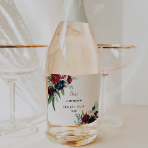 Étiquettes Pour Bouteilles De Vin Mousseux Mariage de la marine bourguignonne moderne Étiquet