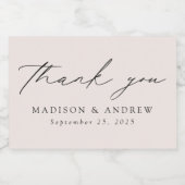 Étiquettes Pour Bouteilles De Vin Mousseux Mariage de Merci de script élégant moderne (Étiquettes simples)