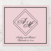 Étiquettes Pour Bouteilles De Vin Mousseux Mariage de monogramme géométrique rose simple mode (Étiquettes simples)