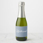 Étiquettes Pour Bouteilles De Vin Mousseux Mariage de script bleu foncé (Devant)