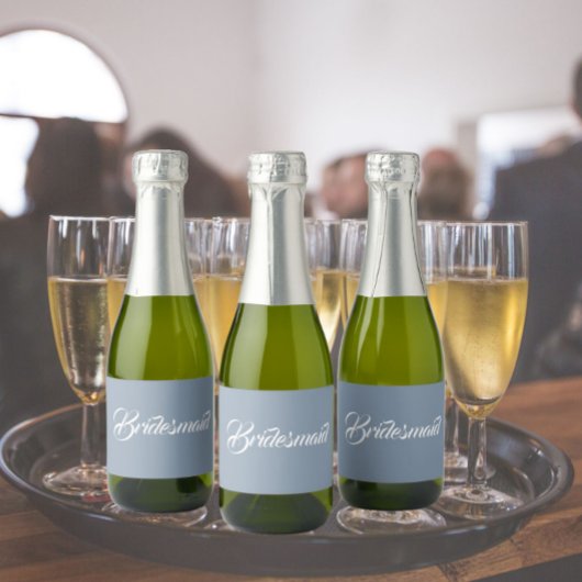 Étiquettes Pour Bouteilles De Vin Mousseux Mariage de script bleu foncé