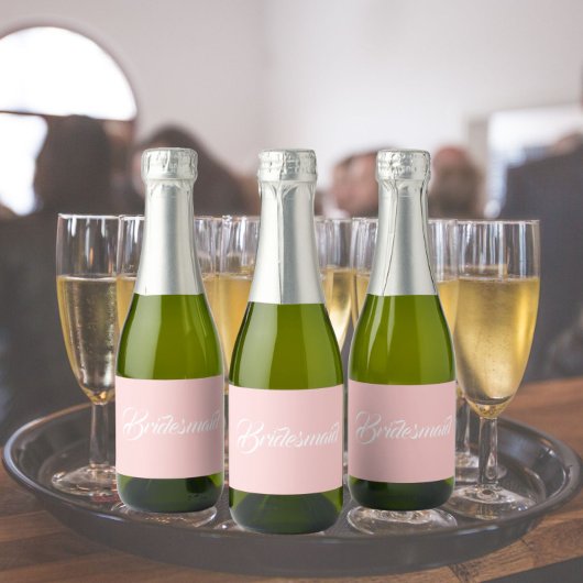 Étiquettes Pour Bouteilles De Vin Mousseux Mariage de script rose vif